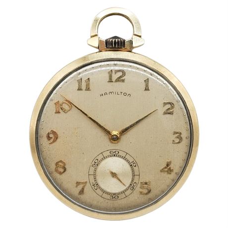 Vintage HAMILTON 921 21 Jewels 10K Gold Pocket Watch, Running