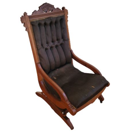 Antique Carved Victorian Platform Rocking Chair