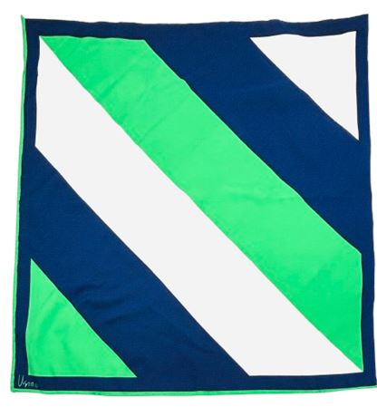 Vtg Ver Neumann Blue/Green/White Striped Head Scarf