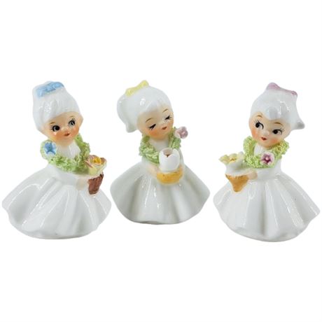 Vintage Napcoware Bone China Flower Girls, Set of 3