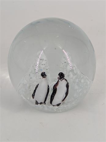 Penguin Glass Paperweight 3" x 3" T
