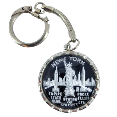 Vintage New York City Glass Dome Keychain