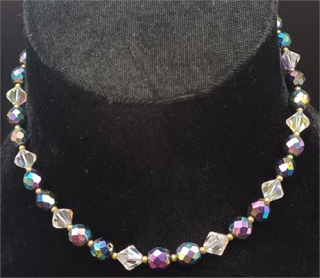 Aurora Borealis and iridescent bead necklace