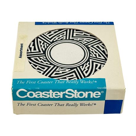 Set of Four Vintage Coaster Stone Coasters with Original Box