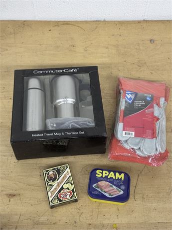 Travel Mugs, Gloves, Jack Daniels & Spam