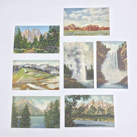 VTG 1930's Teton & Yellowstone Postcard Lot