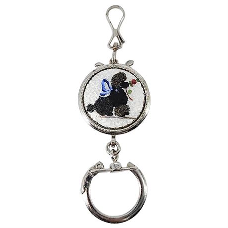 Vintage Guilloche Enamel Poodle Keychain