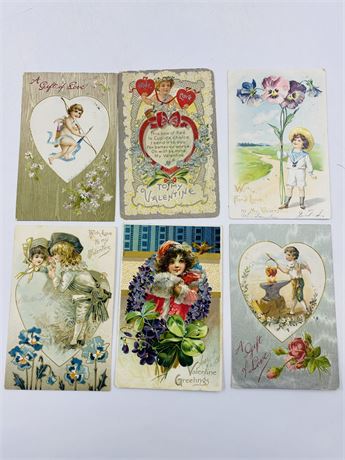 Antique Valentines Postcard Lot