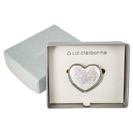 New in Box LIZ CLAIBORNE Iridescent Crackle Heart Brooch