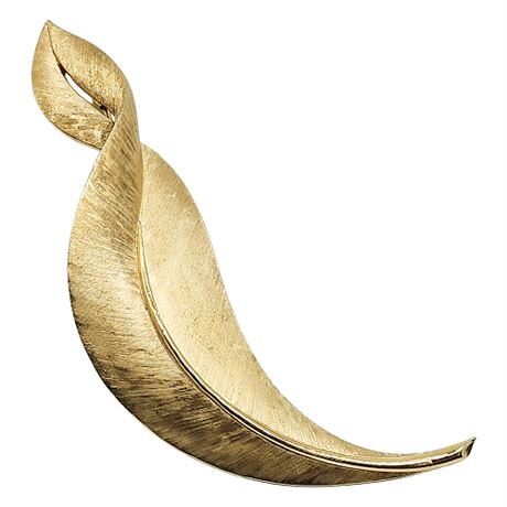 Vintage CROWN TRIFARI Large Twisted Leaf Brooch