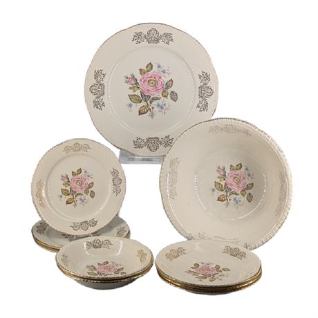 Lot Vintage Homer McLaughlin Plates, Bowl, Tea Cup Pink Peony Floral
