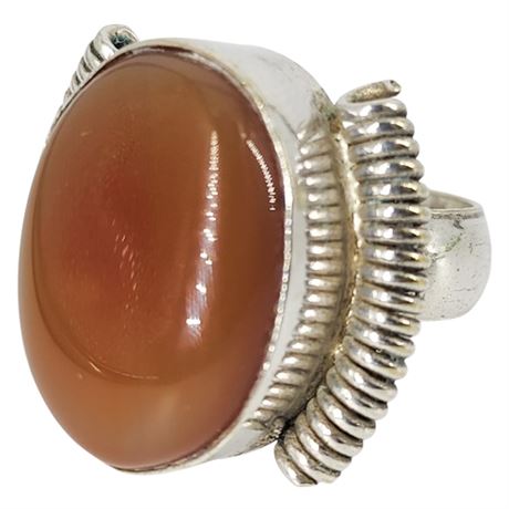 Vintage Sterling Silver Carnelian Ring, Sz 6.5