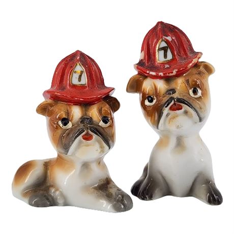 Vintage Ceramic Firefighter Bulldog Figurines