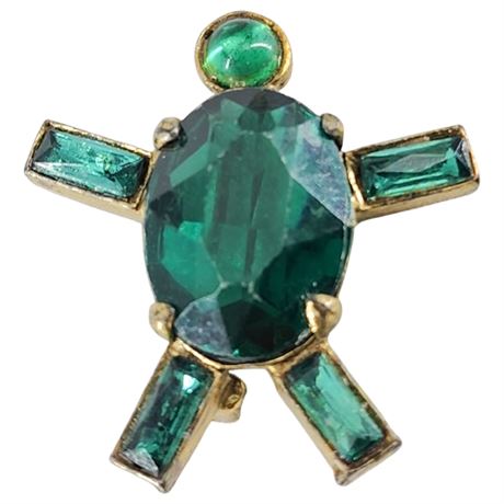 Vintage Rhinestone Humanoid Brooch
