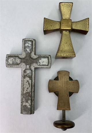 3 Religious Catholic Metal St. Michaels Cross Lamp Parish, Chapel, Finials