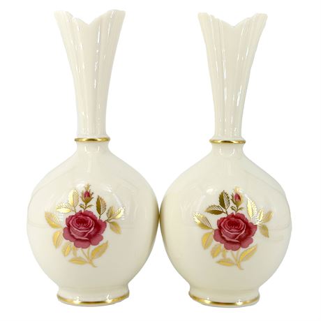 Lot of Two Vintage Lenox Rhodora Bud Vases