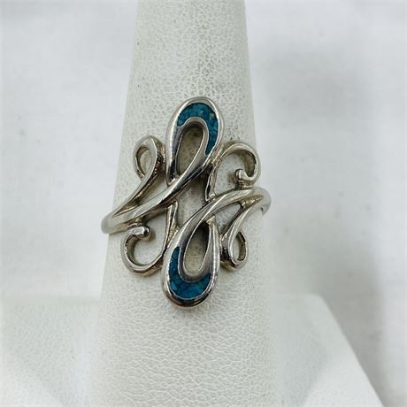 Vtg Southwest Sterling Turquoise Ring Size 8.5