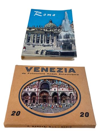 Pair of Miniature Rome & Venice Italy Travel Souvenir Photograph Book