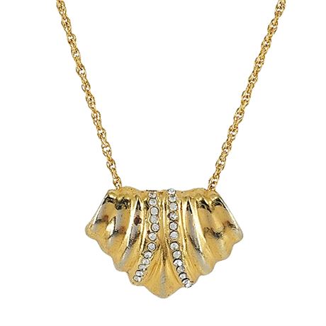 Vintage Gold Tone Rhinestone Pendant Necklace