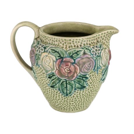 Roseville Rozane Antique Art Pottery Pitcher Green Pastel Floral