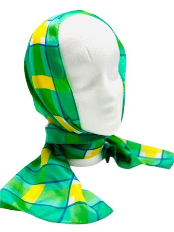 1960's Green and Yellow Stripe Silk Jacqueline Ferrar Scarf - Japan