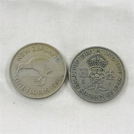 British Empire Shilling + Florin