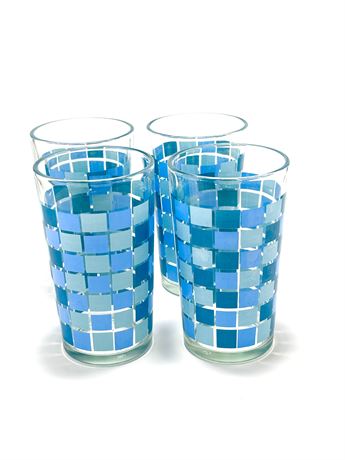 Vtg Retro Checkerboard Glasses - Set of 4