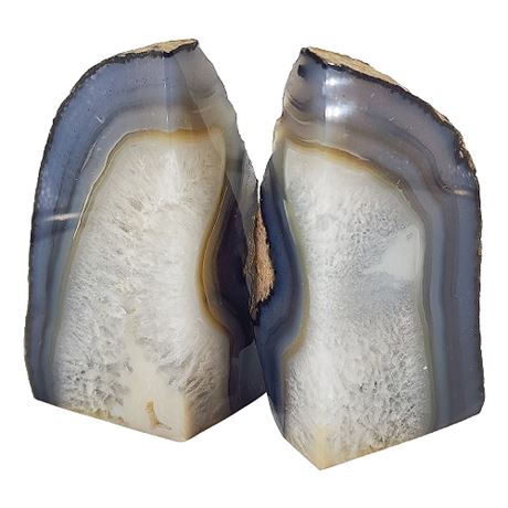 Vintage Natural Agate Geode Bookends