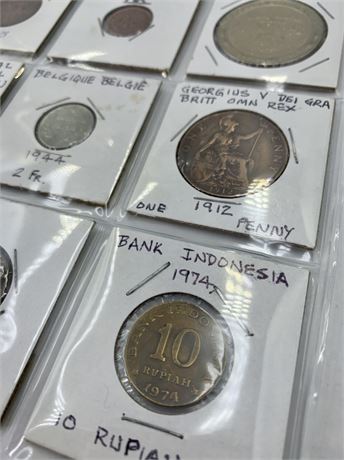 40 Vintage International Coins, Transit Fare & Commemorative Tokens
