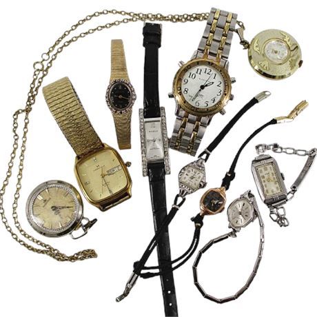 Lot of 10 Watches/Timepieces ~ Not Working