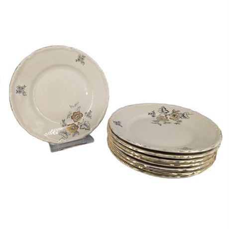 Set 8 Mitterteich Bavaria U.S. Zone Gold Flower Plates