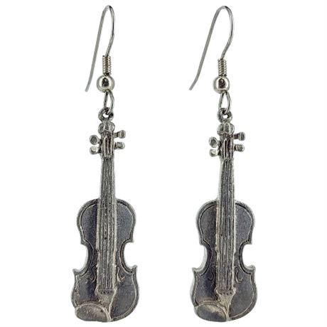 Signed Vintage Jim Clift Violin Earrings