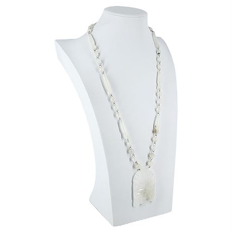 Vintage Carved White Onyx Meso-American Necklace