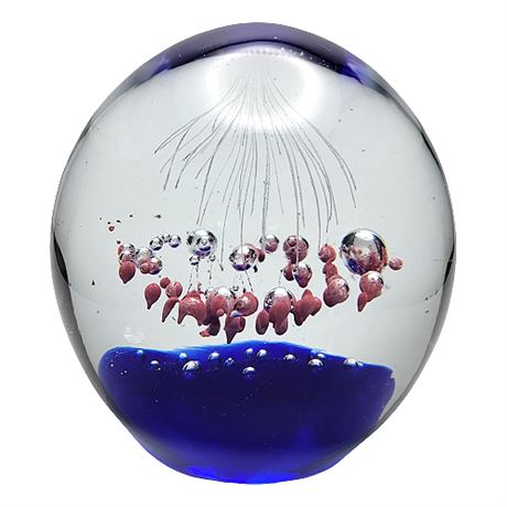 Vintage Murano Style Controlled Bubbles Glass Paperweight