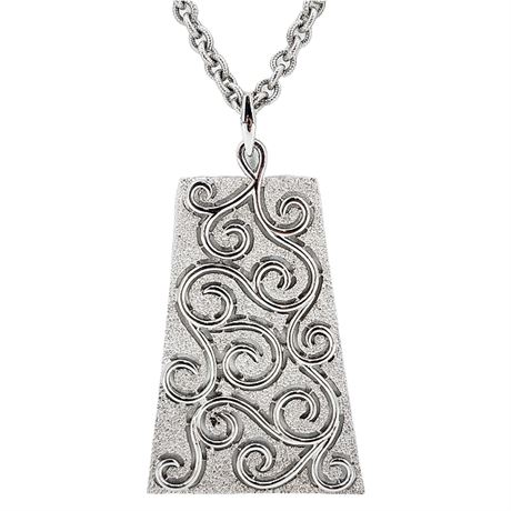 Vtg CROWN TRIFARI Modernist Swirls Pendant Necklace