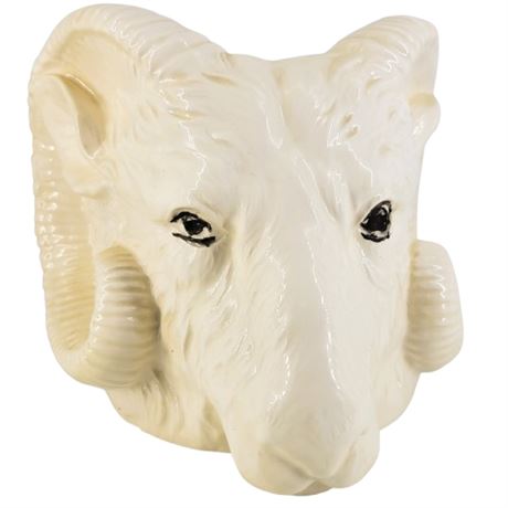Vintage Inarco Japan Large White Ceramic Ram's Head Planter