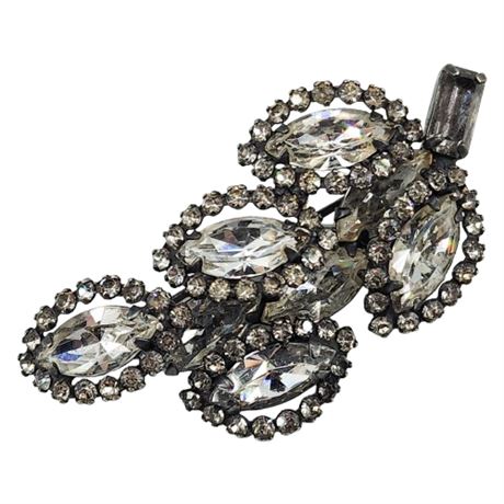 Vintage WEISS Prong Set Rhinestone Leaf Spray Brooch