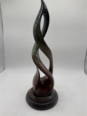 "Jubilation" Sculpture By Lawrence Oliver Twisted Flame-Like Finish &