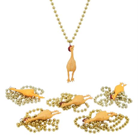Six Rubber Chicken Beaded Necklaces