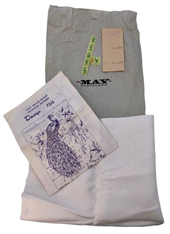Mid Century NOS Peacock Embroidery Transfer Pattern
