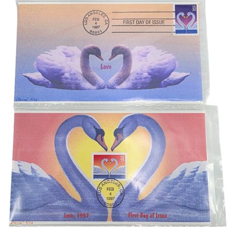 FDC 1997 LOVE Signed by the artist, Barre