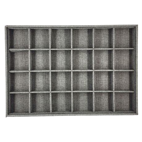 Unbranded Gray Linen 24 Grid Jewelry Storage/Display Tray