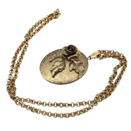 Vintage Rose Gold Tone Locket and Chain