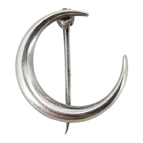 Vintage PSCO Miniature Victorian Sterling Silver Crescent Moon Brooch