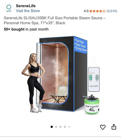 New Serenelife Steam Sauna SLISAU35BK