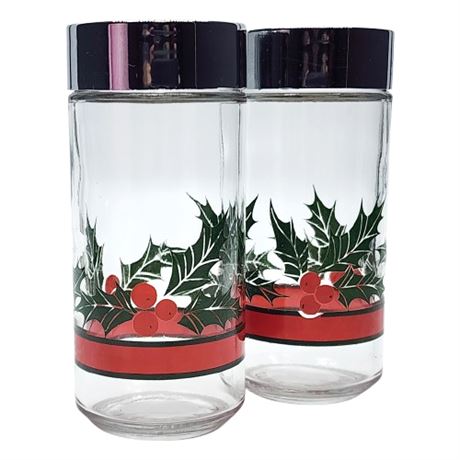 Vintage Libbey of Canada "Holly & Berries" Salt & Pepper Shakers