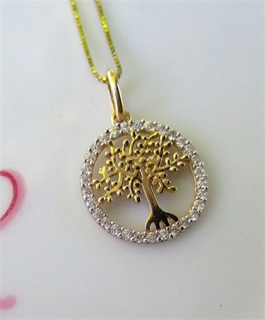 Dainty 14K Yellow Gold & Tree Of Life Pendant Necklace
