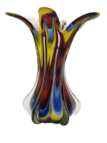 VTG 6 Finger Hand Blown Murano Sommerso style Vase