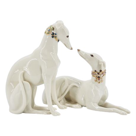 Lenox "Jeweled Devotion" Porcelain Greyhound Figurines