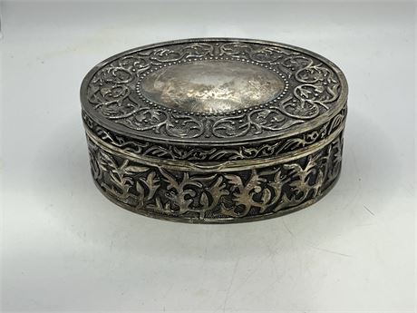 Etched metal hinged trinkets box